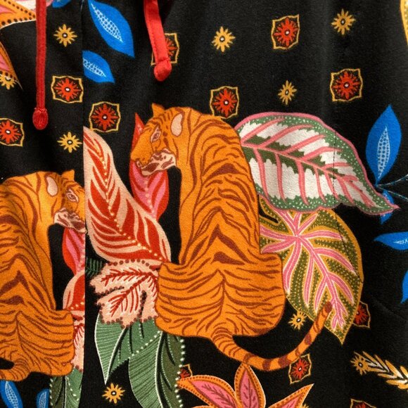 Room Service Pajama Bottoms, Size XXL, Tigers Flowers Colorful Soft Drawstring - Picture 2 of 11